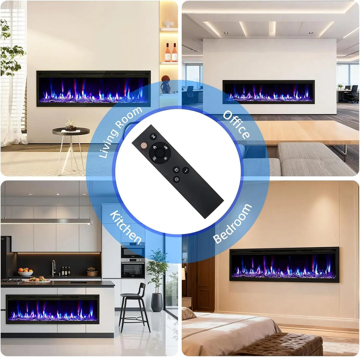 Twister Wall Mounted Electric Fireplace Insert With Remote And Logs