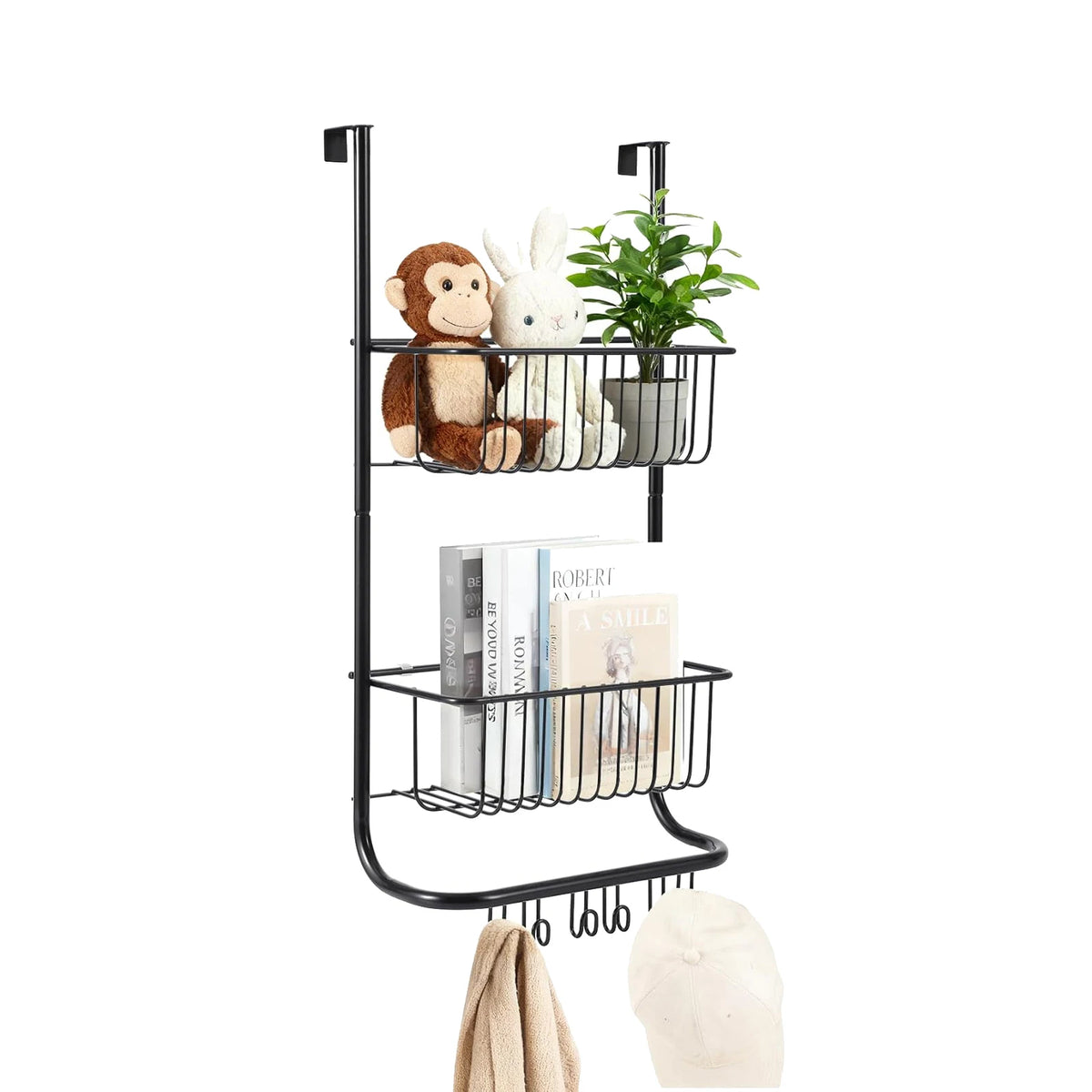 HiMISS Over The Door Metal Storage Rack With 6 Hooks