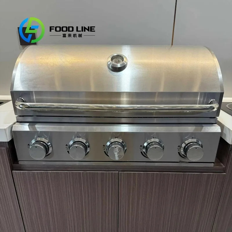 Stainless Steel Outdoor Kitchen BBQ Grill With Storage Shed
