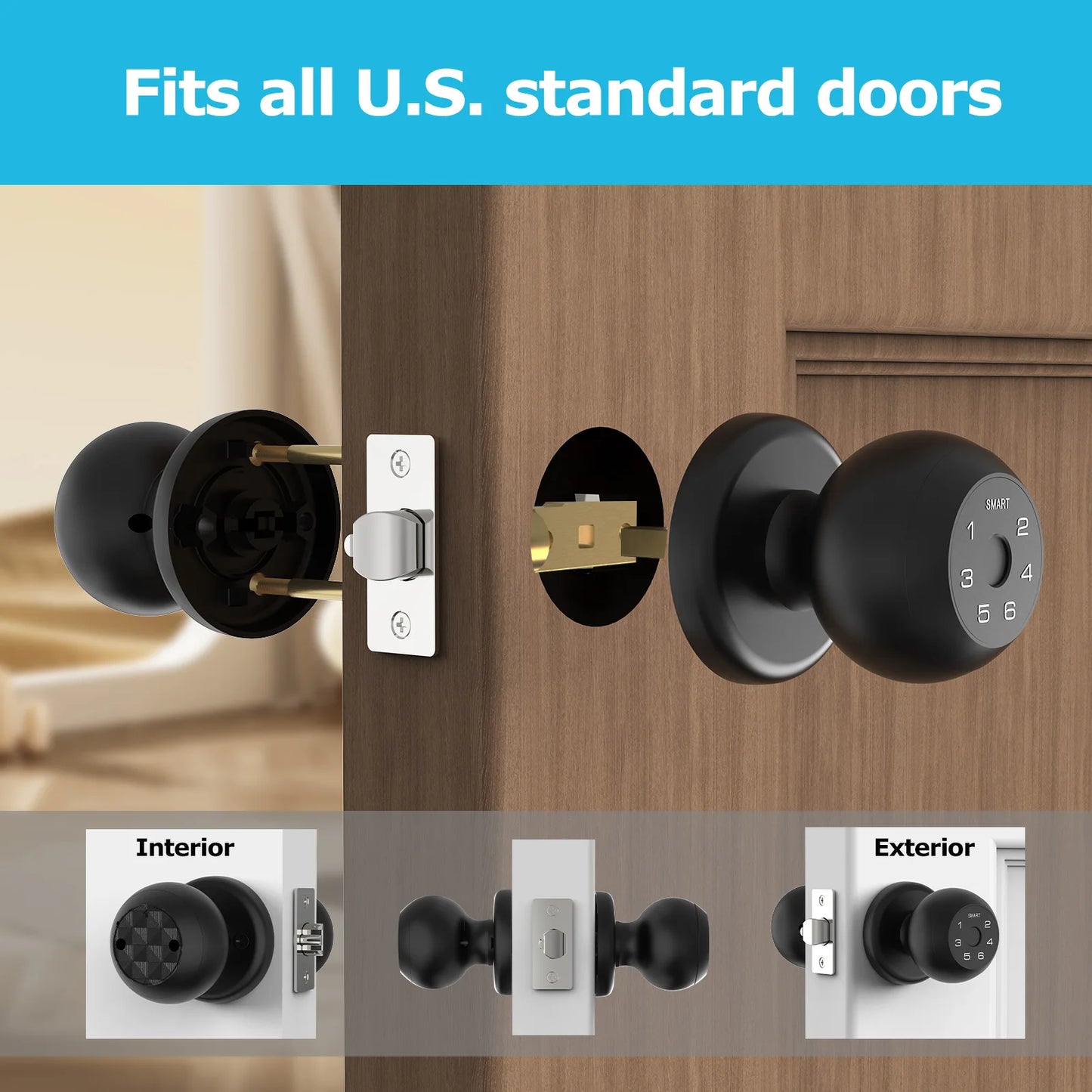 Viladepot Smart Lock Fingerprint Passcode App Control Type-C Emergency Power