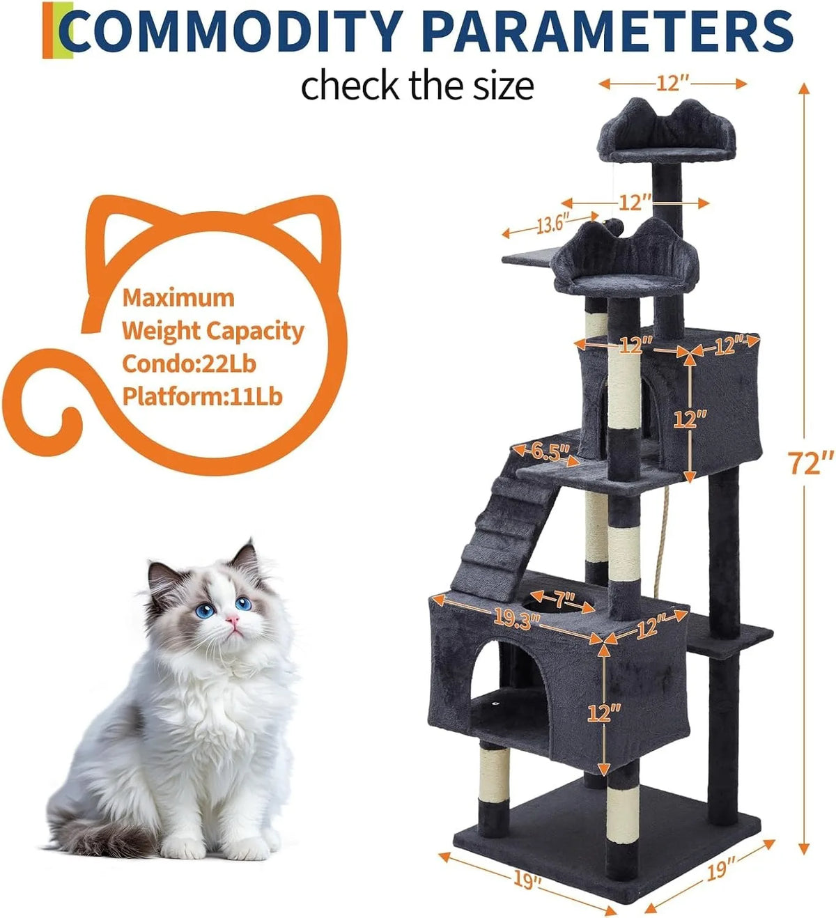 Sturdy Multi-Level Cat Tree with Scratching Posts for Cats