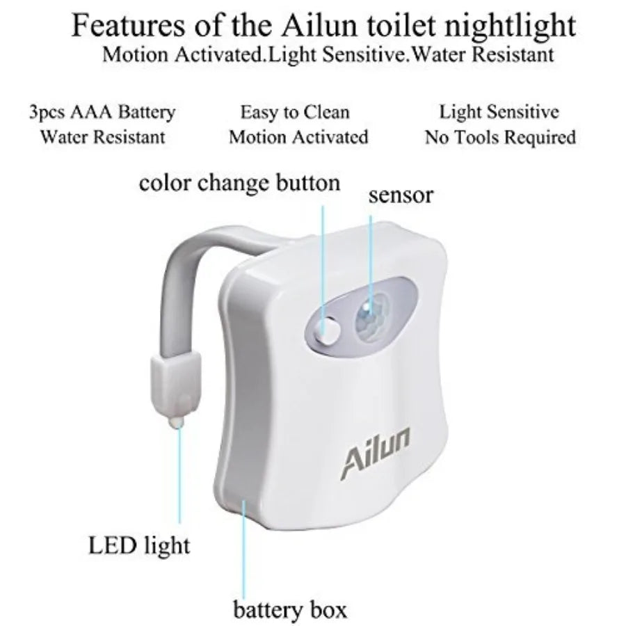 Motion Sensor LED Toilet Night Light Featuring Adaptive Illumination Tech