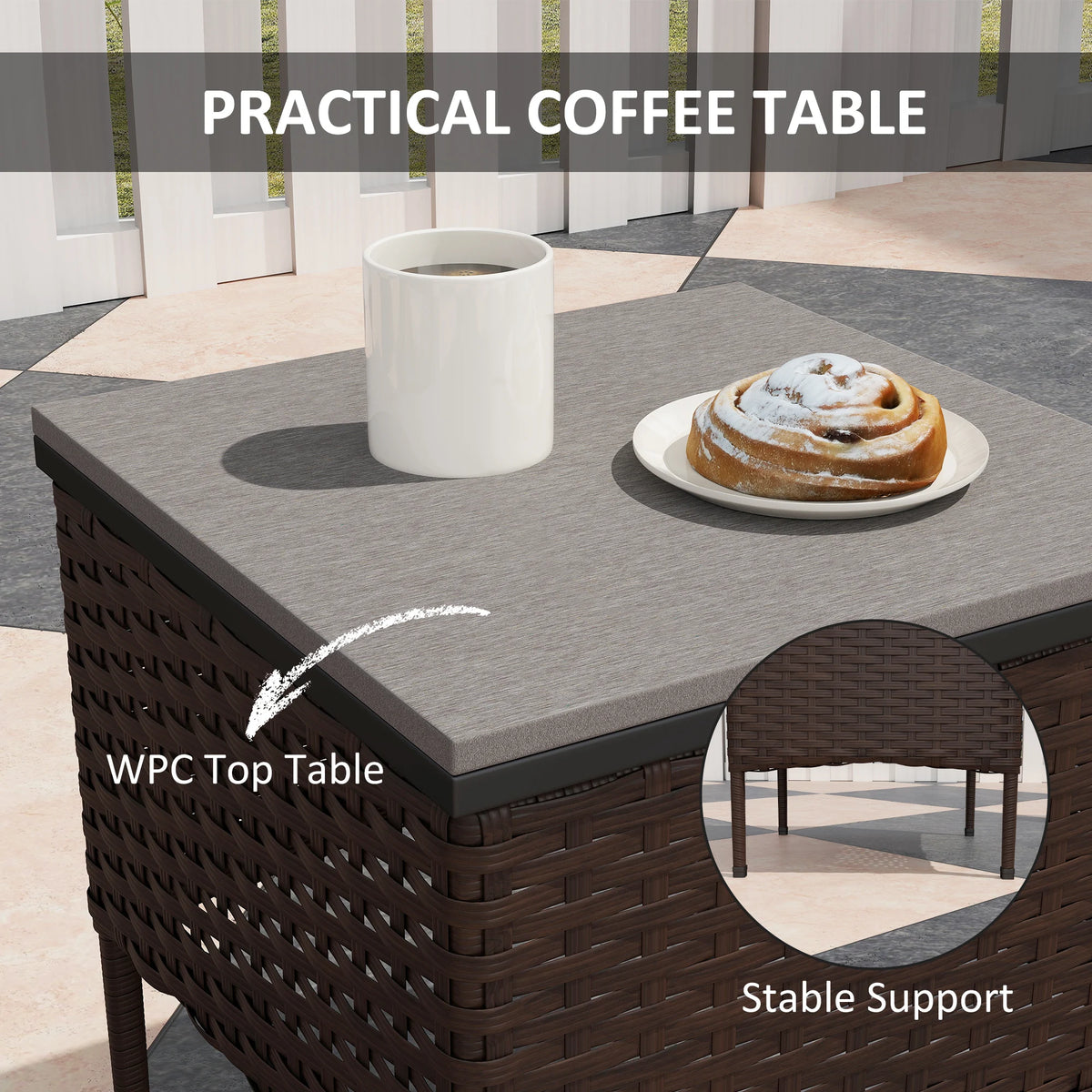 Outsunny Outdoor Patio Rocking Chairs Set With Coffee Table