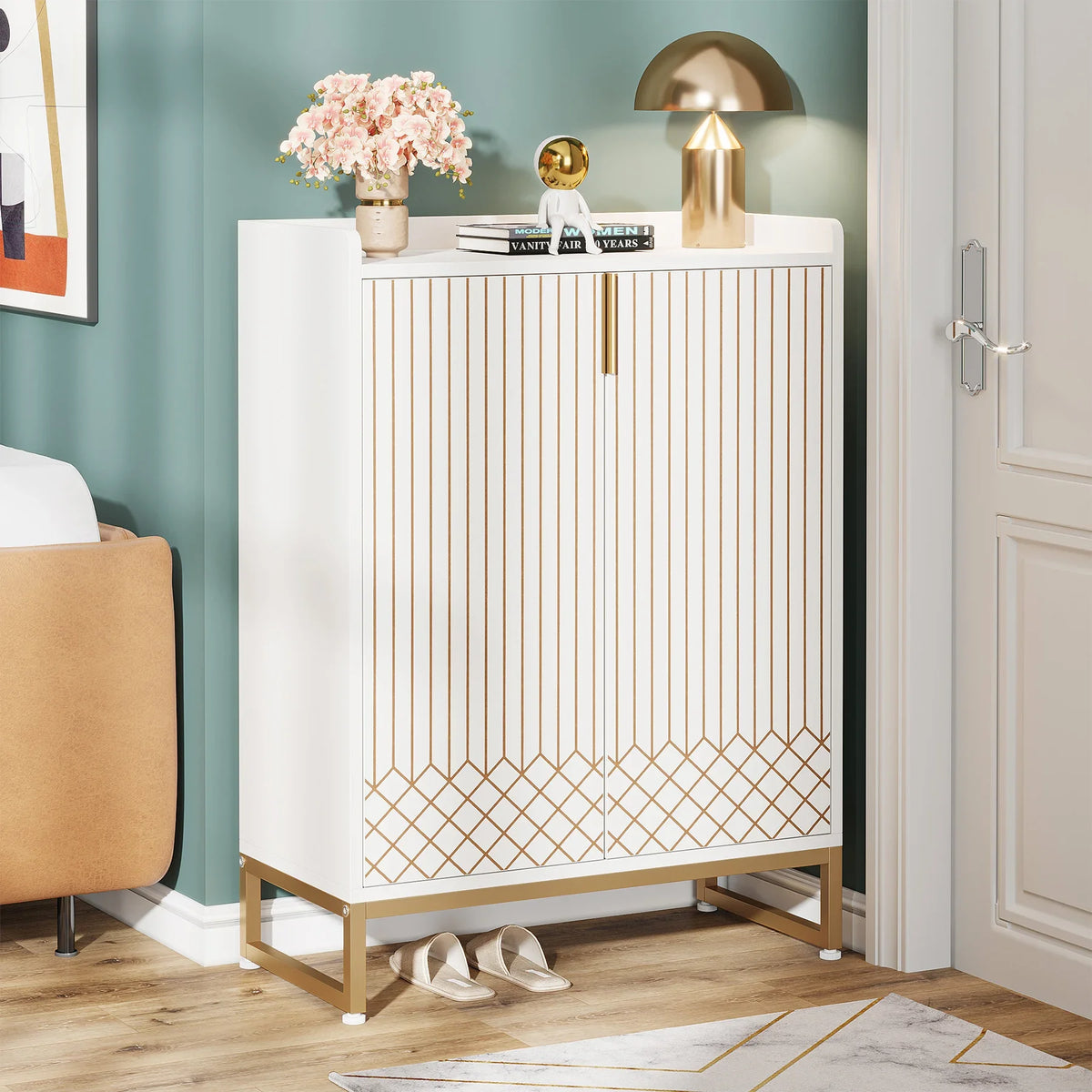 Tribesigns Modern Shoe Cabinet With Doors And Five Tier Storage