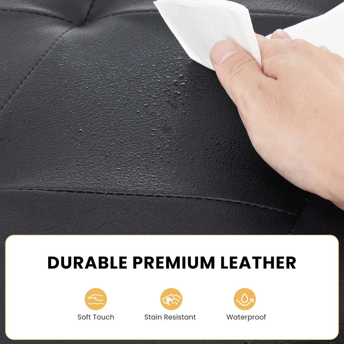 JHK Leather Storage Ottoman Bench With Folding Footrest