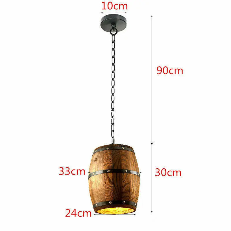 Vintage Wine Barrel Wooden Rustic Ceiling Pendant Lamp