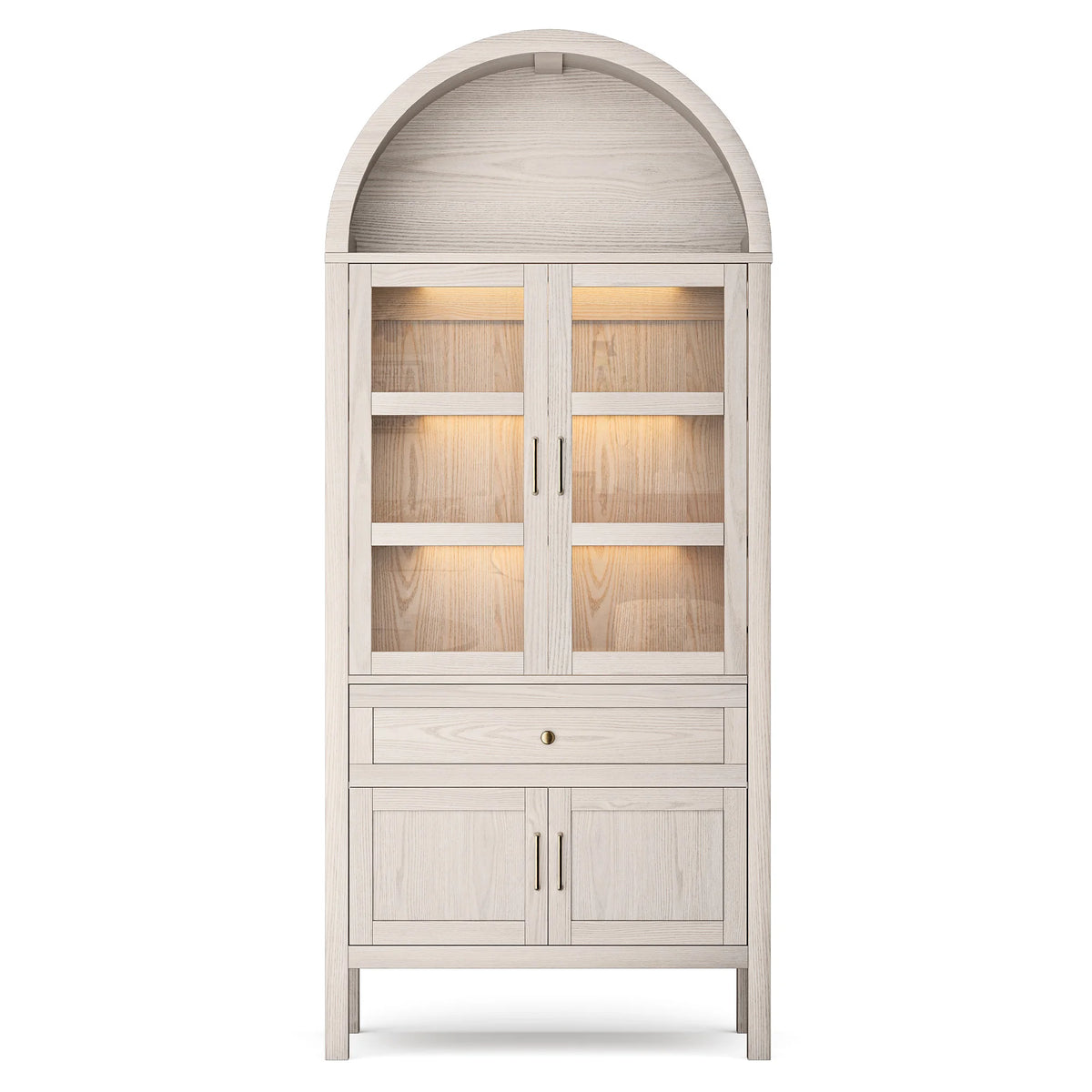 Cottinch Modern Arched Storage Cabinet With Adjustable Wooden Shelves