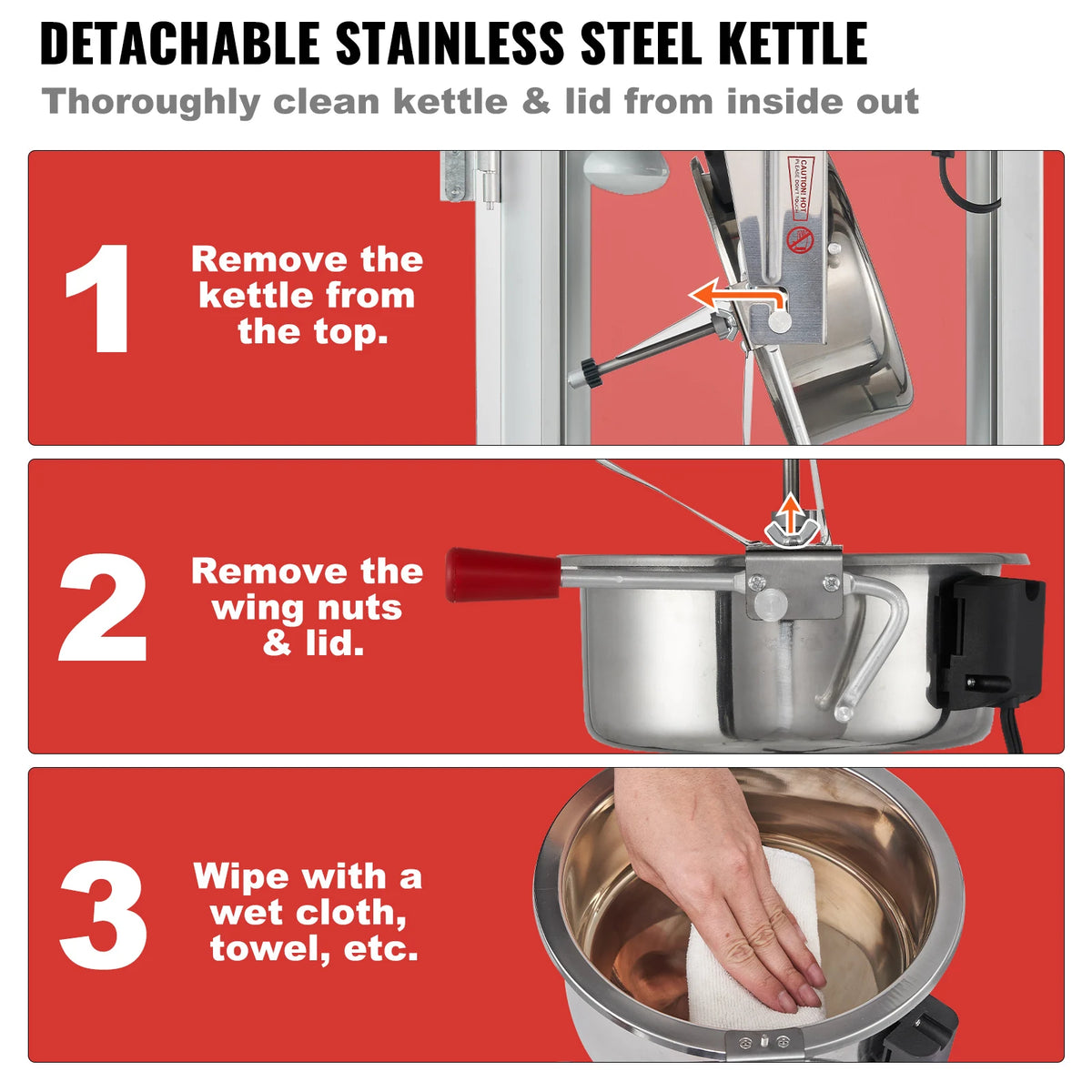 SucceBuy Commercial Electric Popcorn Maker With Stainless Steel Heating Tube
