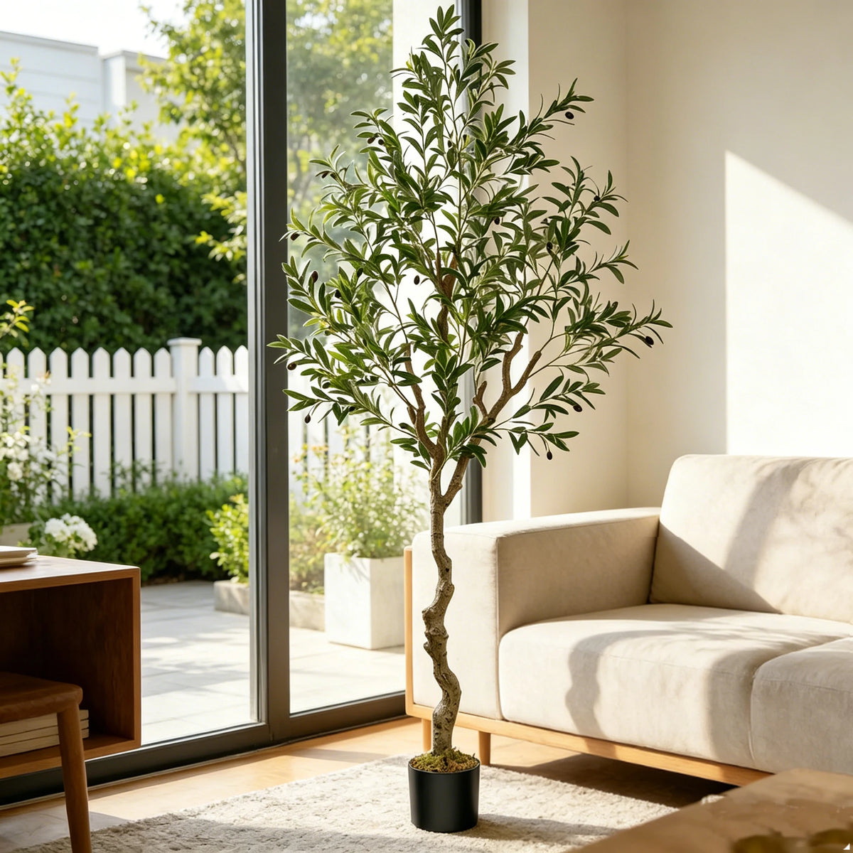 Olitree Artificial Olive Tree With Realistic Fruits And Wooden Trunk