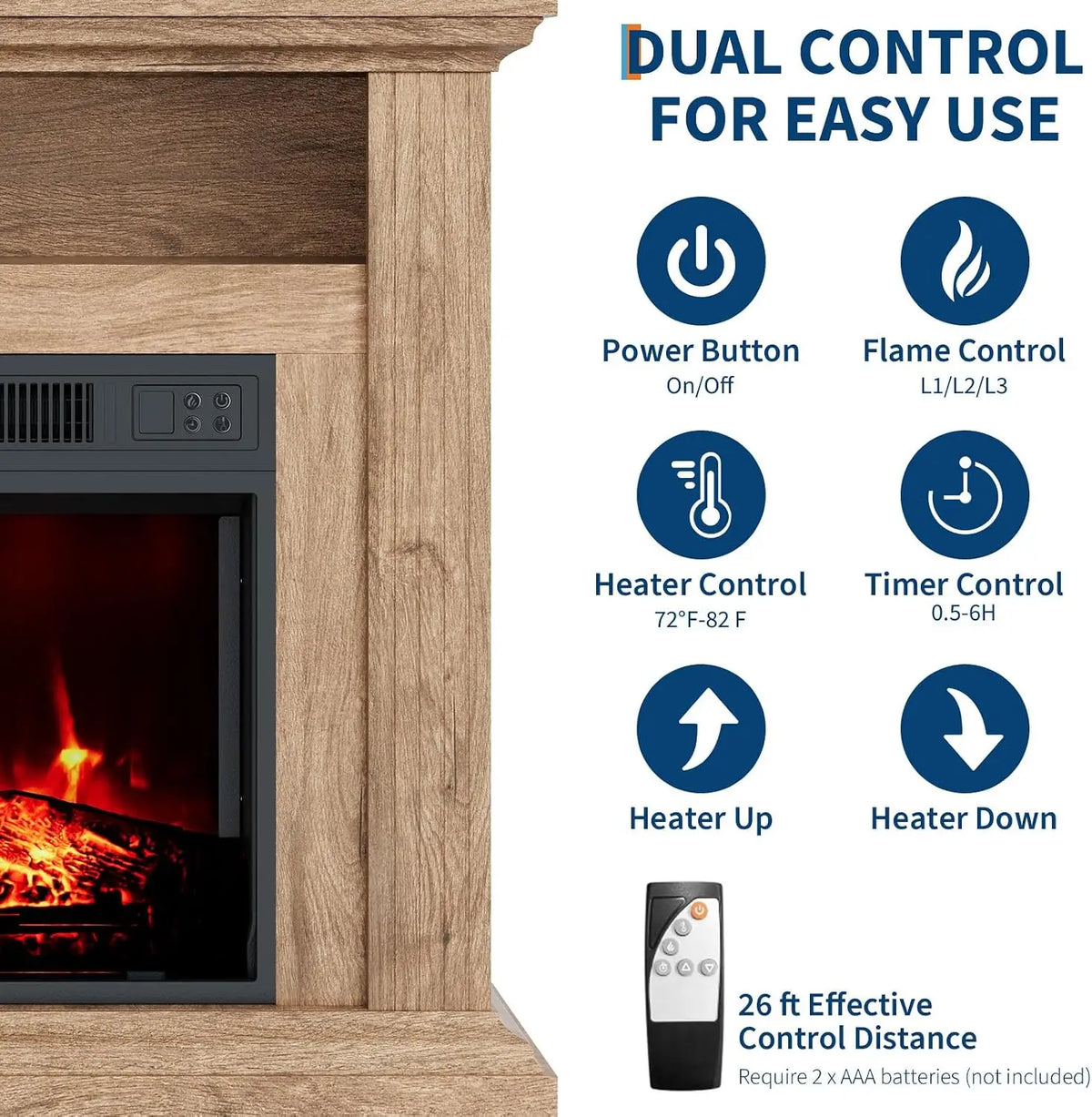 Freestanding Electric Fireplace TV Stand With Heater And Remote
