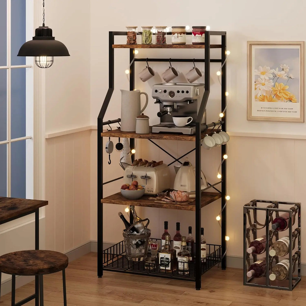 Garvee 4-Tier Metal Kitchen Storage Rack With S-Hooks
