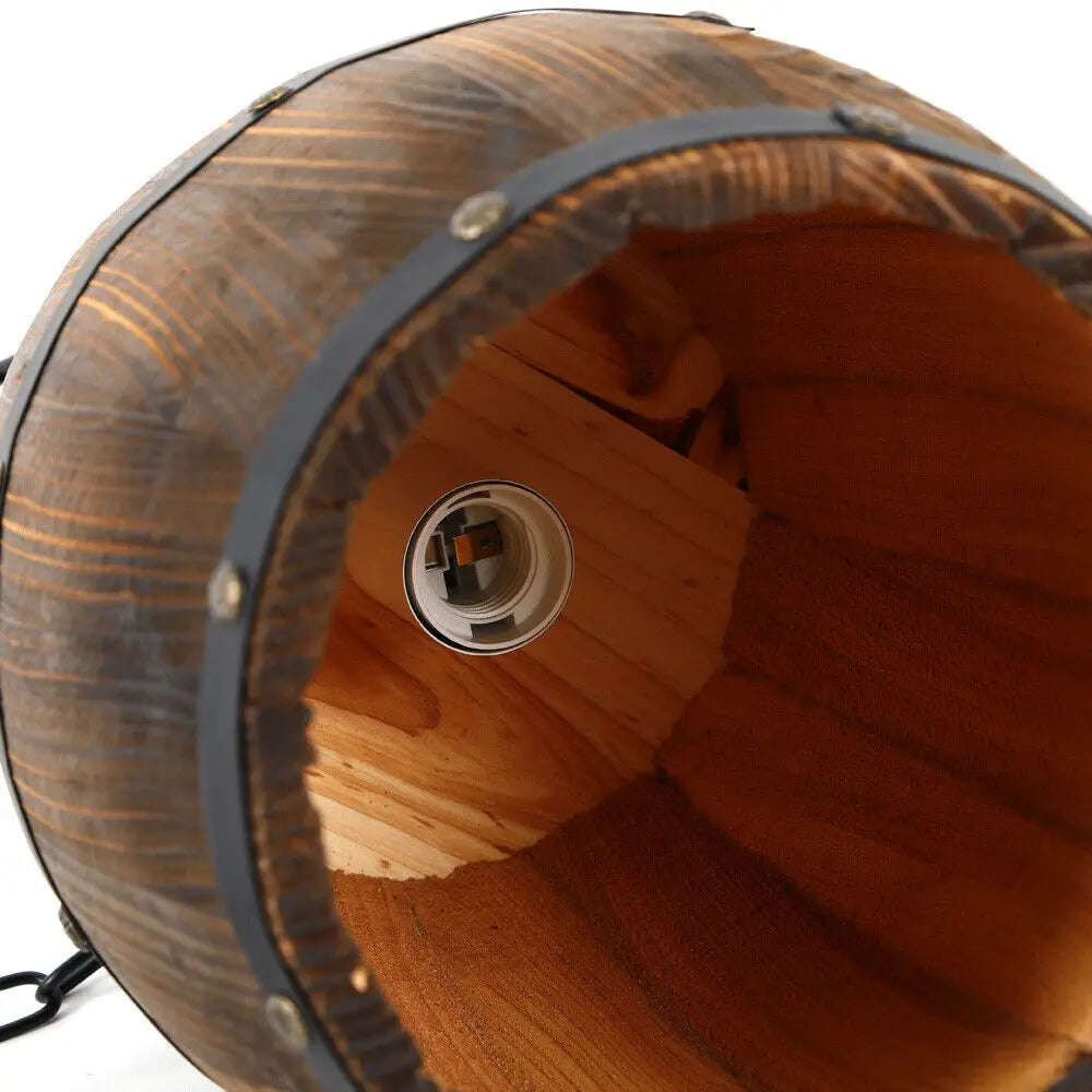 Vintage Wine Barrel Wooden Rustic Ceiling Pendant Lamp