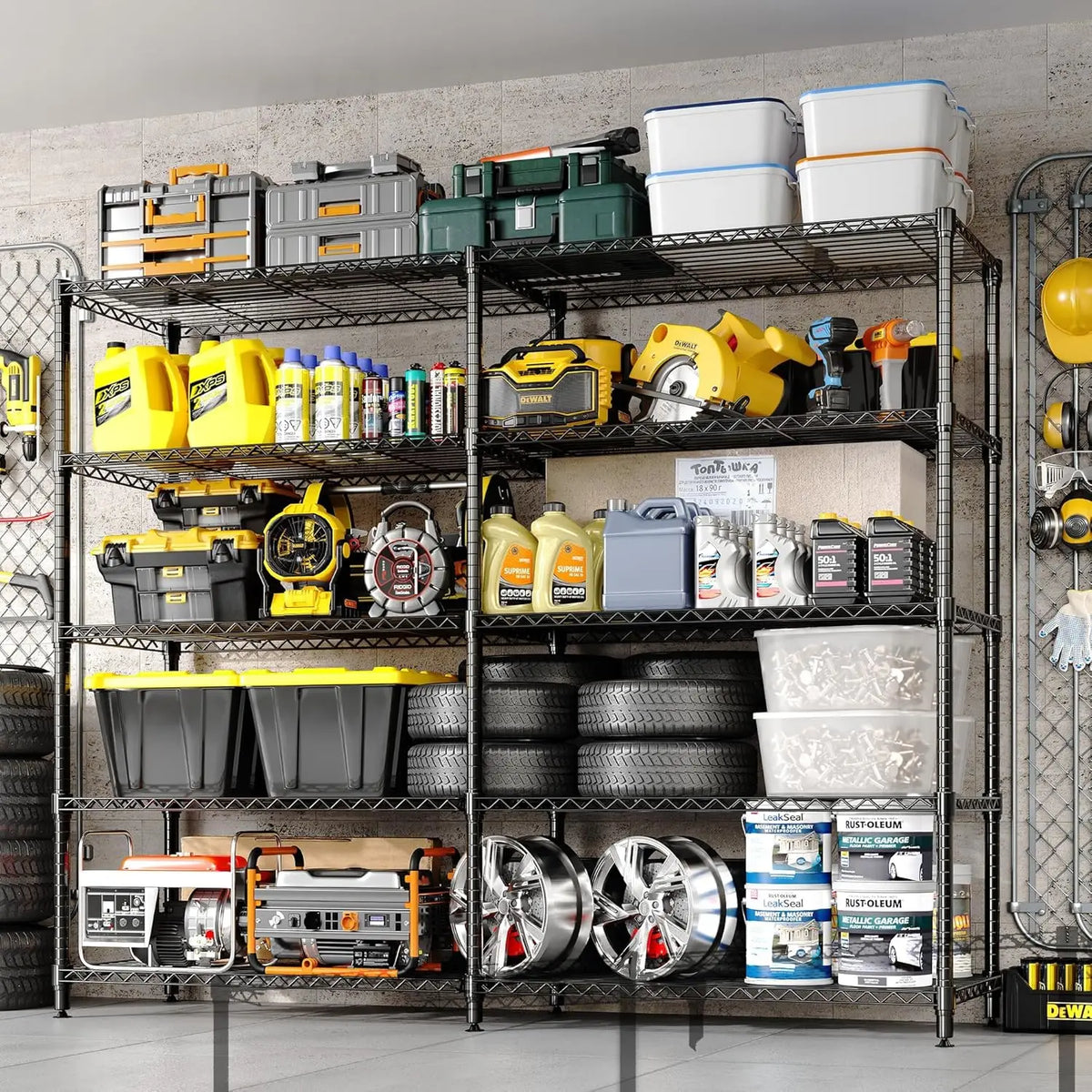 Heavy Duty Carbon Steel Five Tier Adjustable Wire Shelving Rack