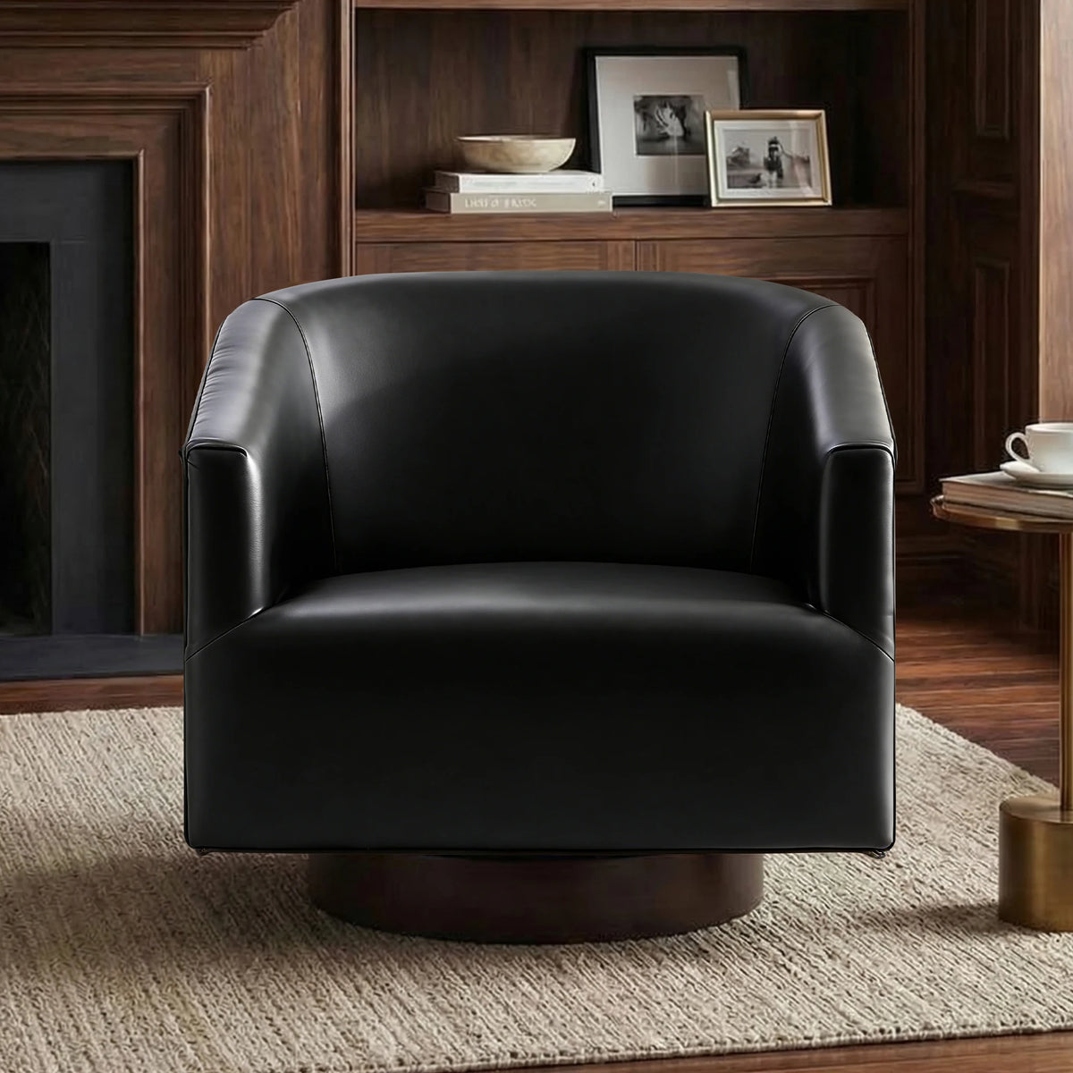 KERDOM Barrel Accent Chair Modern Upholstered Living Room Armchair
