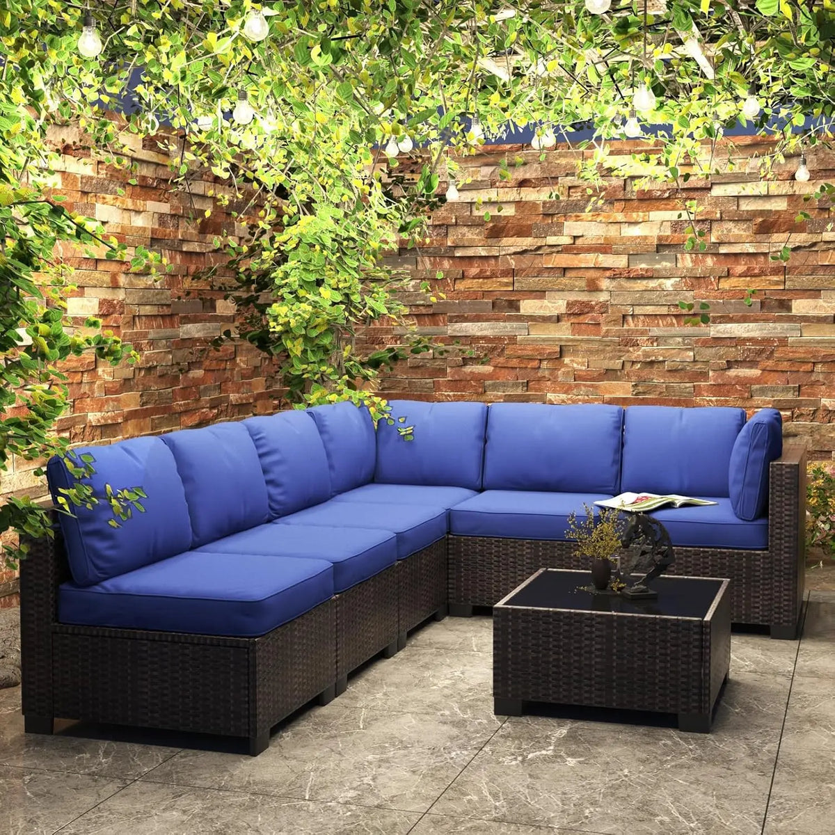 HobbyLane 7-Piece Modular Outdoor PE Rattan Sectional Sofa Set