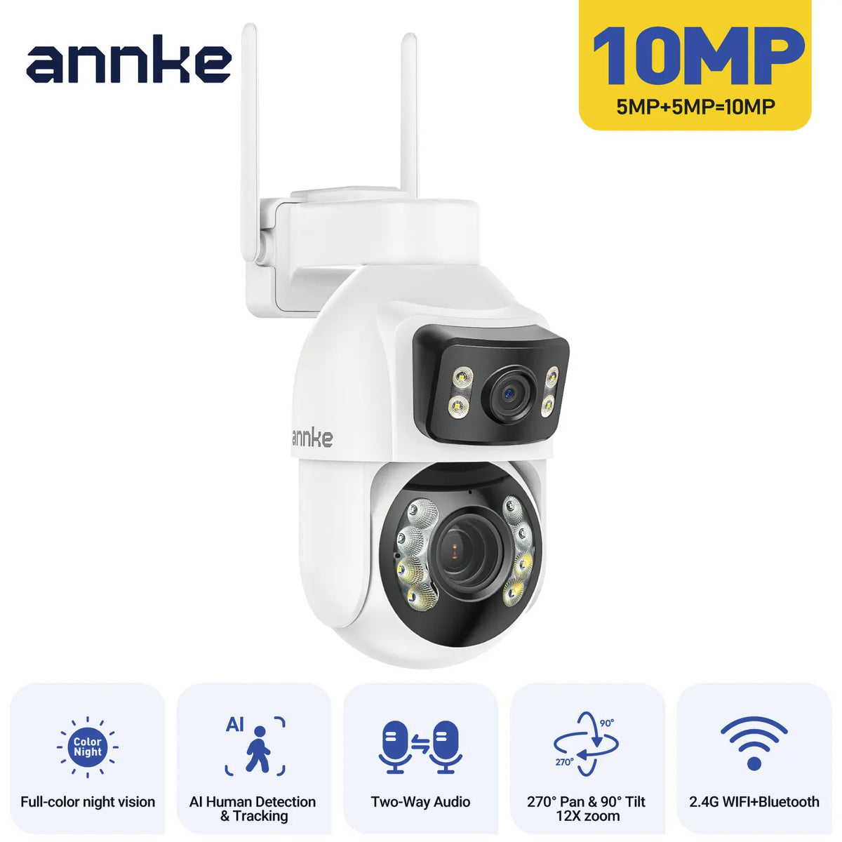 Annke Dual Lens PTZ Security Camera With AI Tracking Zoom