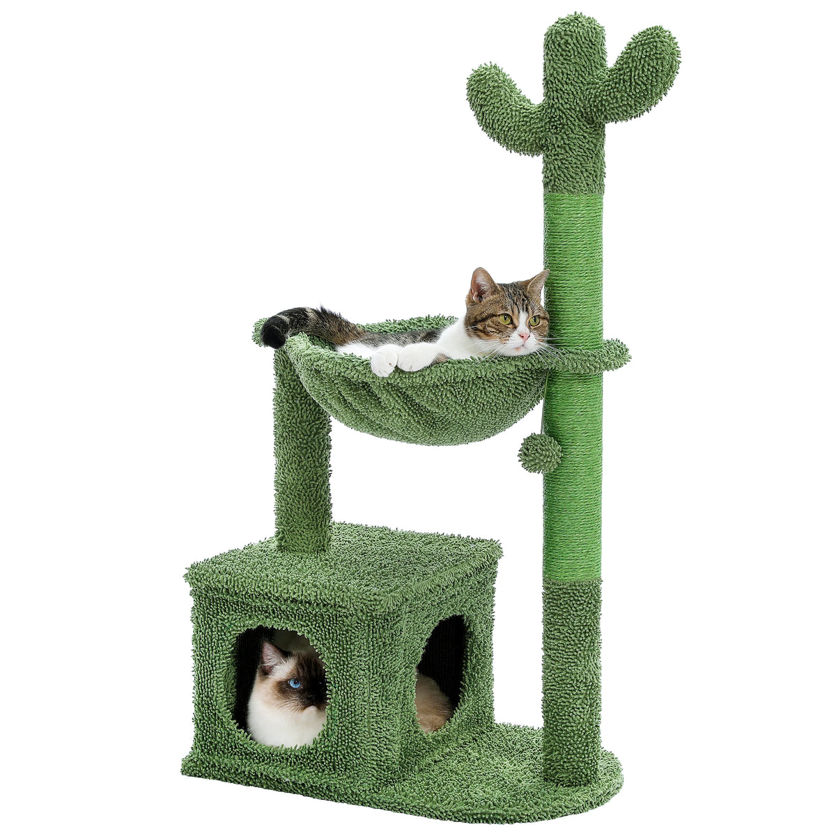 Pequlti Cactus Cat Tree With Cozy Condo And Scratching Post