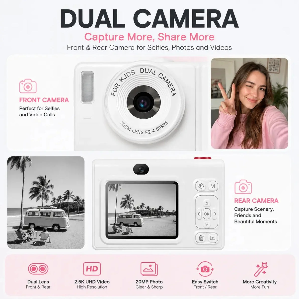 WO Instant Print Digital Camera With 48MP Sensor And Printer