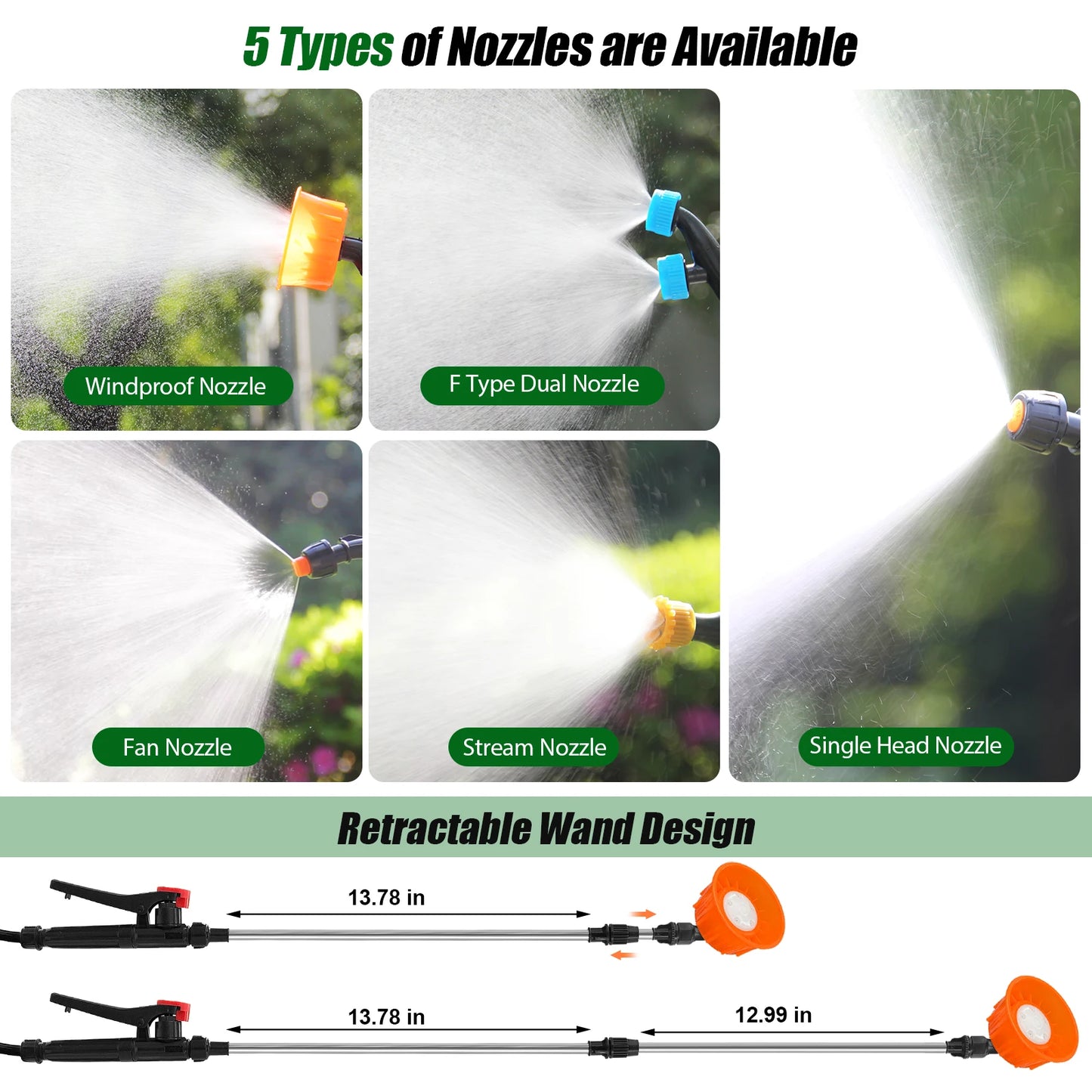 21V Electric Backpack Sprayer With Telescopic Wand for Garden Weeding