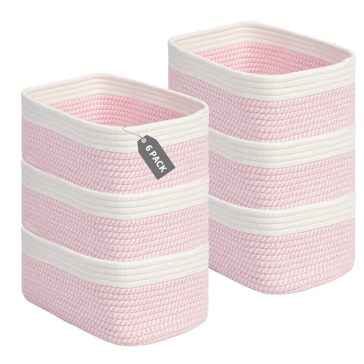 HiMISS Cotton Rope Rectangular Multi Purpose Storage Baskets