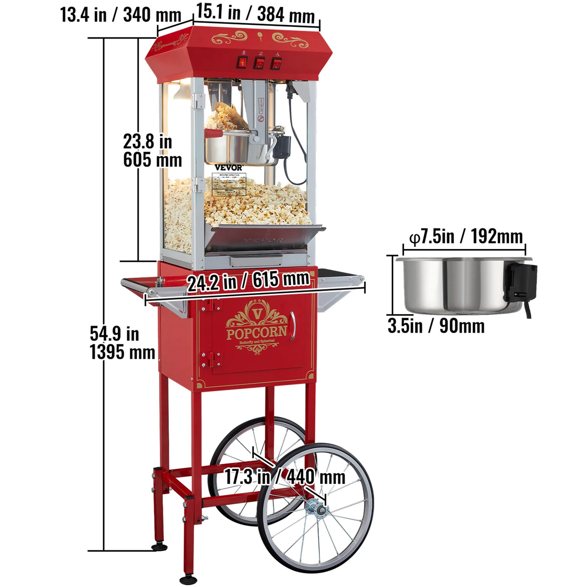 SucceBuy Commercial Electric Popcorn Maker With Stainless Steel Heating Tube