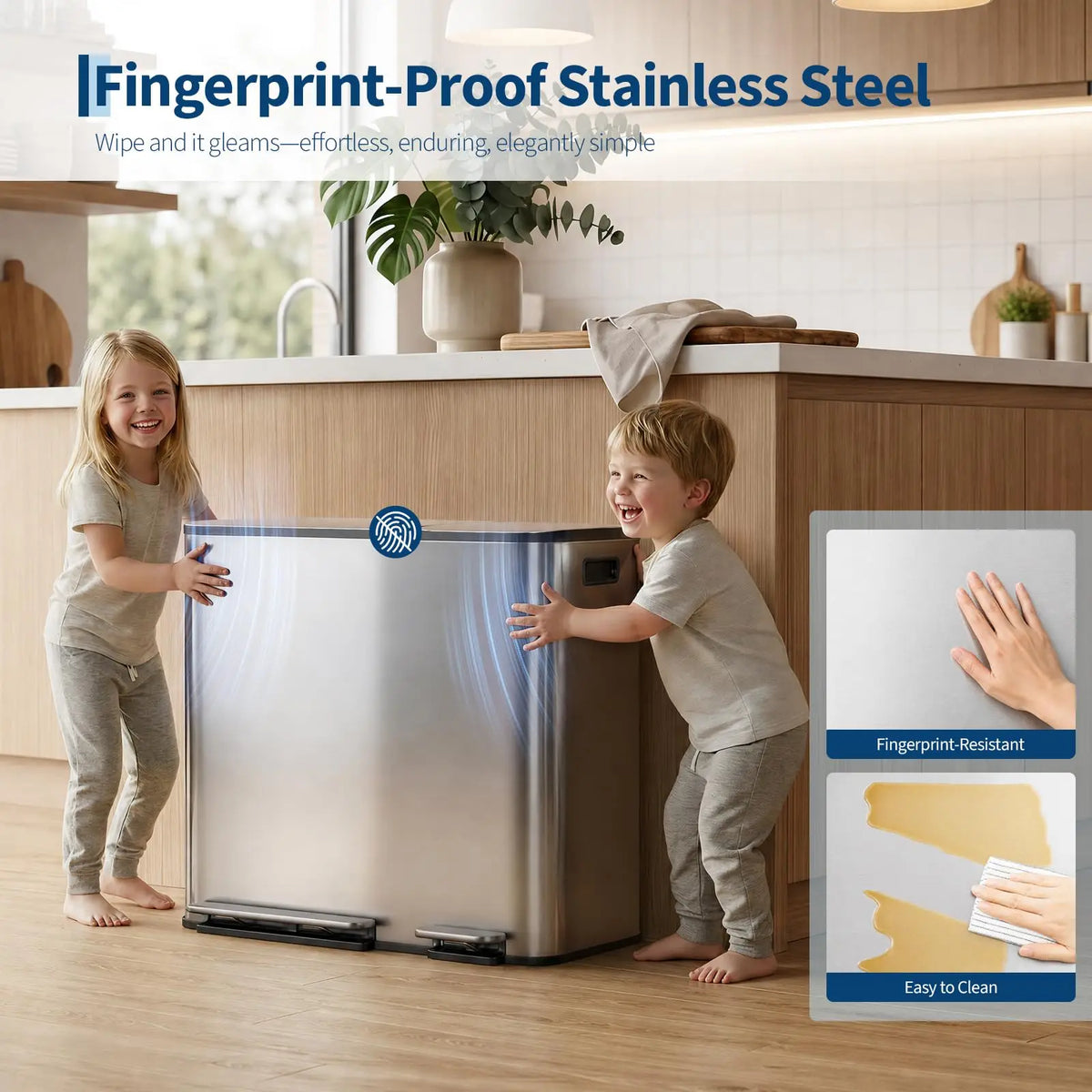 Dual Stainless Steel Kitchen Soft Close Recycling Bin