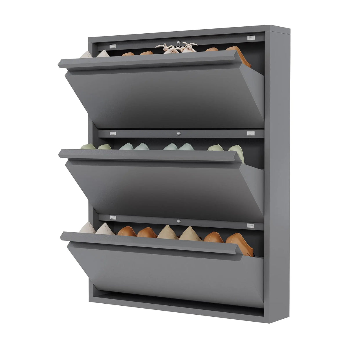 HiMISS Slim Metal Shoe Cabinet For Narrow Entryway Storage