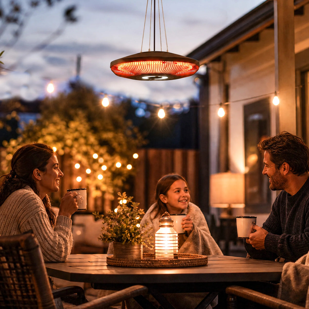 Outsunny Electric Patio Heater With LED Light And Dual Heat