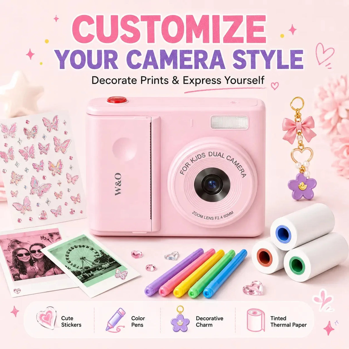 WO Instant Print Digital Camera With 48MP Sensor And Printer