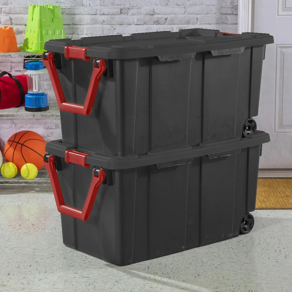 Sterilite Industrial Wheeled Plastic Storage Container With Handles