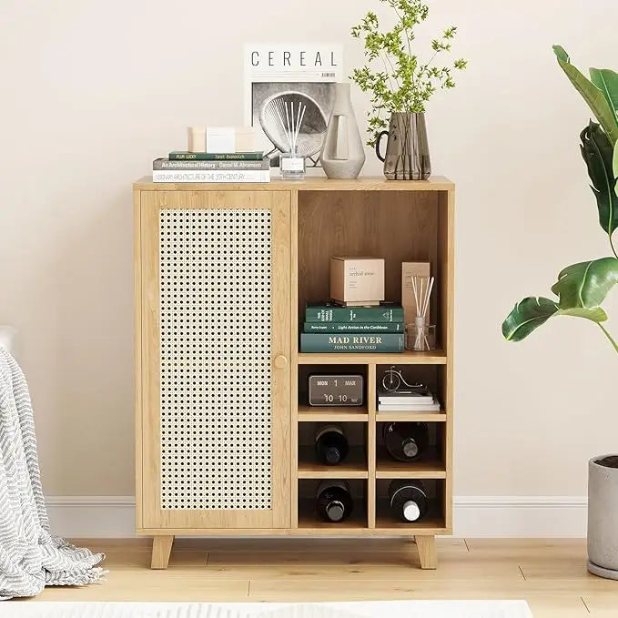 FARINI Farmhouse Sideboard Cabinet With Wine Racks And Storage
