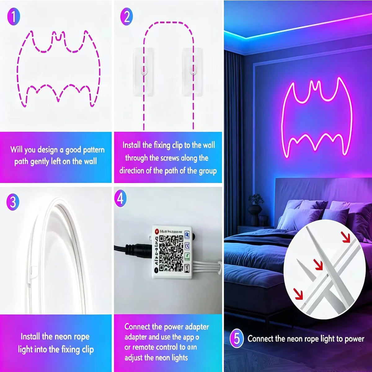 Flexible Neon LED Rope Light With App Remote Music Control