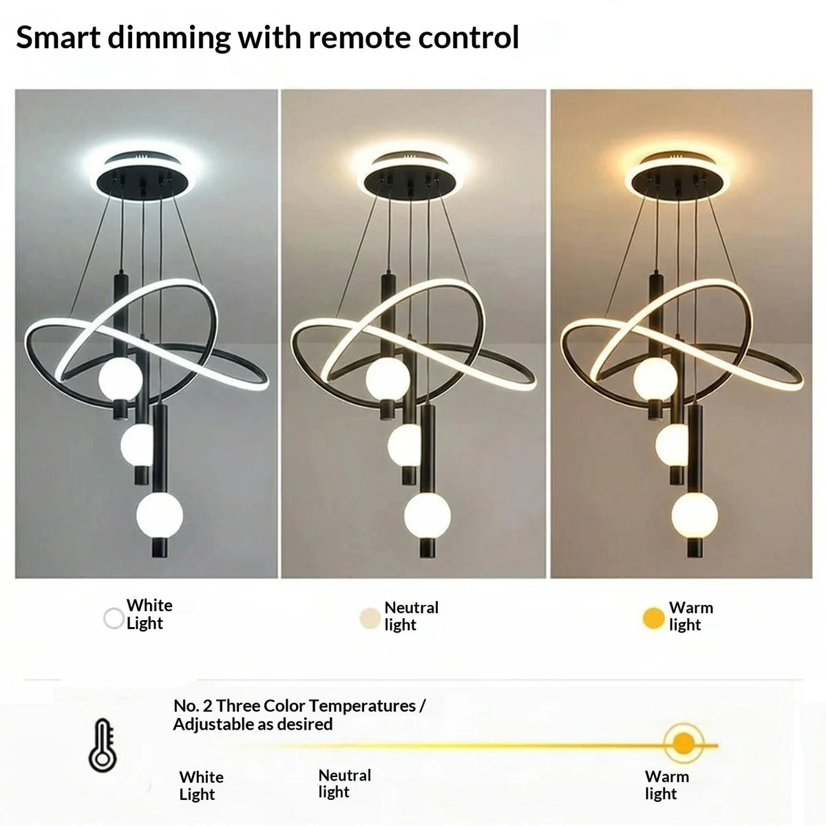 Stylish LED Pendant Light Featuring Adjustable Height And Remote Dimming