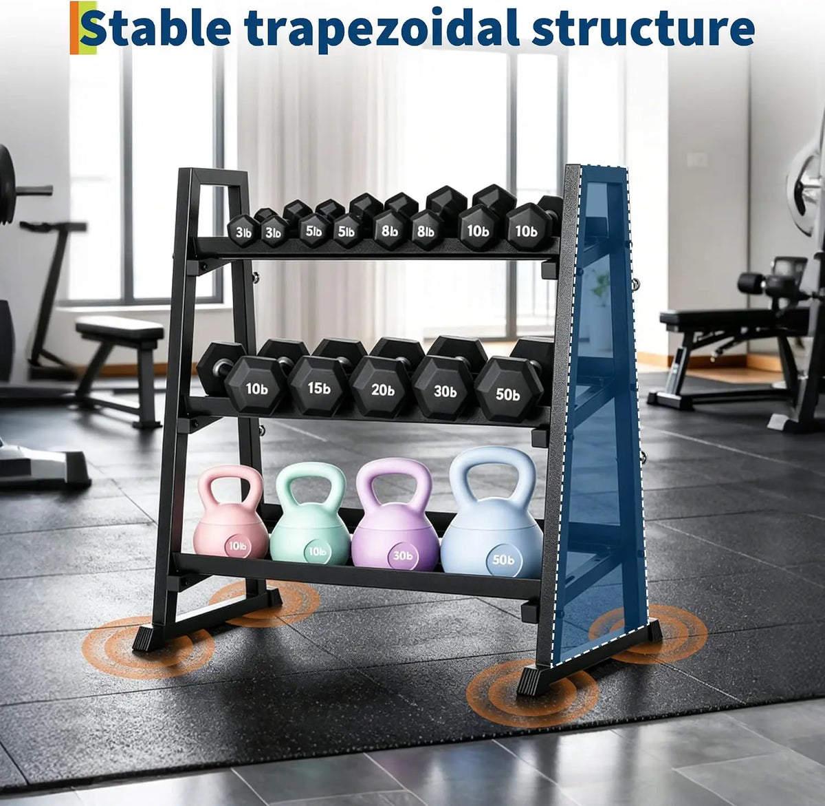Garvee Heavy Duty Three Tier Dumbbell Rack Stand Organizer