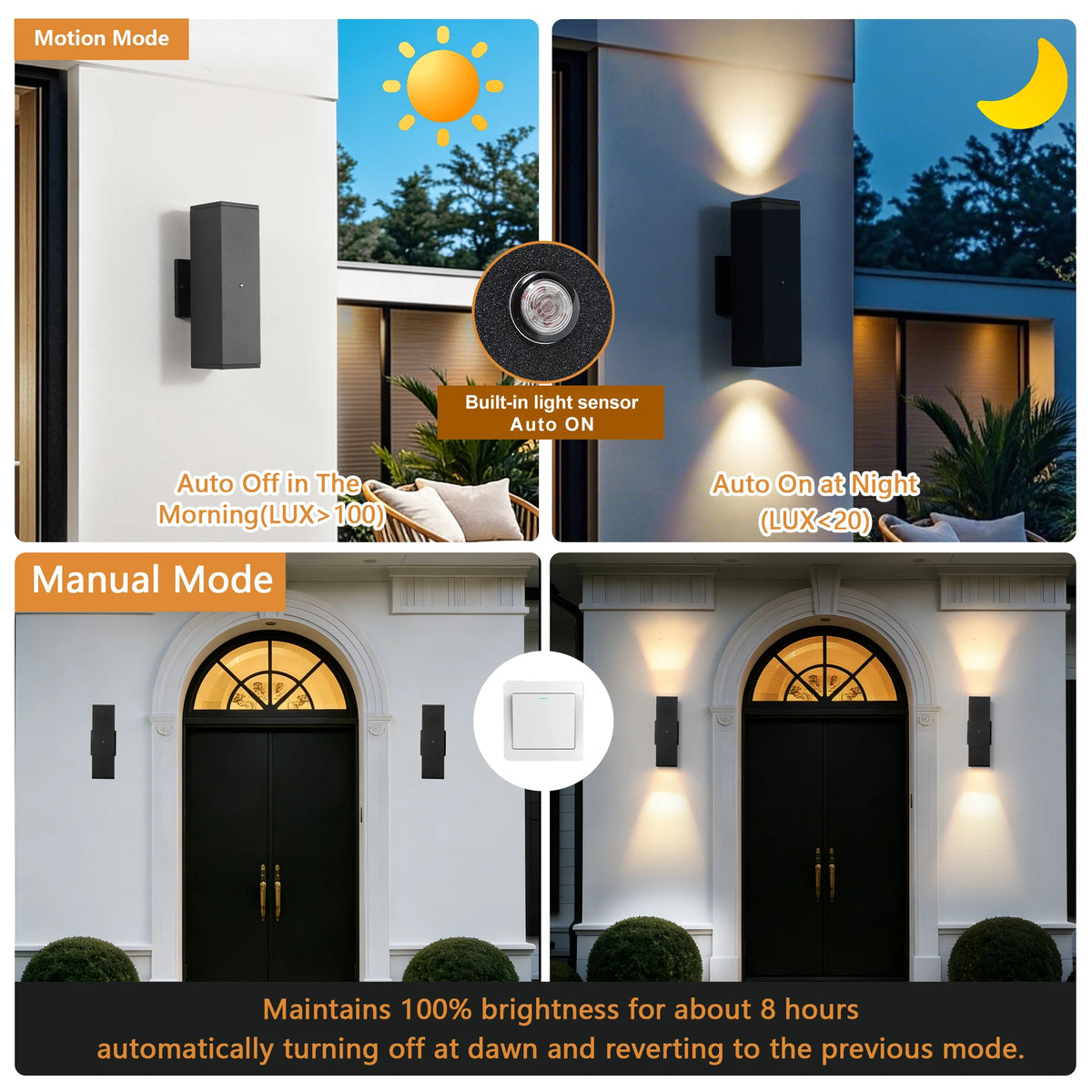 ARLGSITE Motion Sensor Outdoor LED Wall Sconce 2 Pack