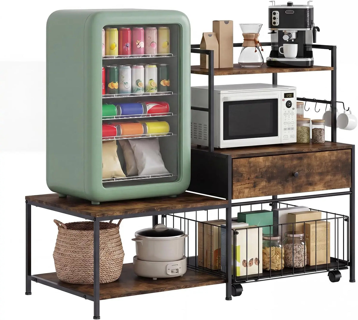 Garvee Stainless Steel Mini Fridge Stand With Storage Microwave Rack
