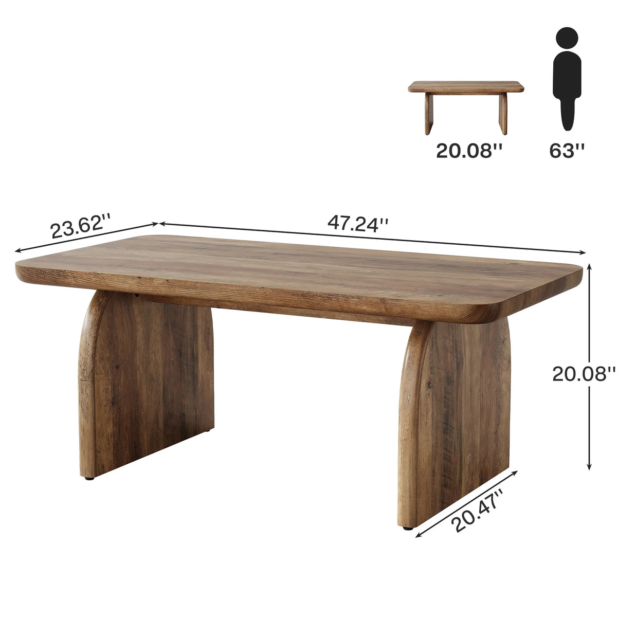 Tribesigns Farmhouse Rectangular Coffee Table With Sturdy Wood Base