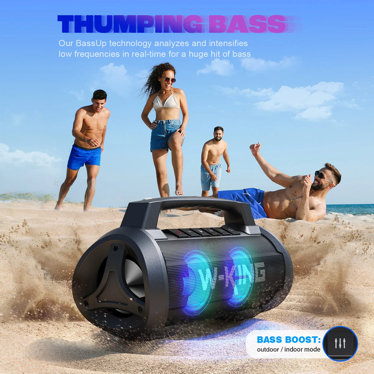 W-King Waterproof Bluetooth Speaker With Powerful Deep Bass Audio