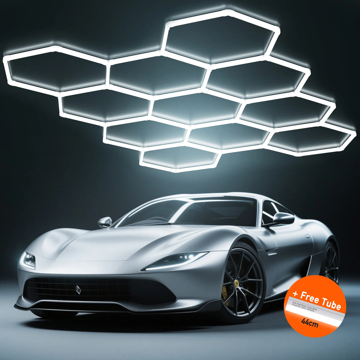 Hexagon LED Garage Light for Workshops, Auto Repair and Showrooms