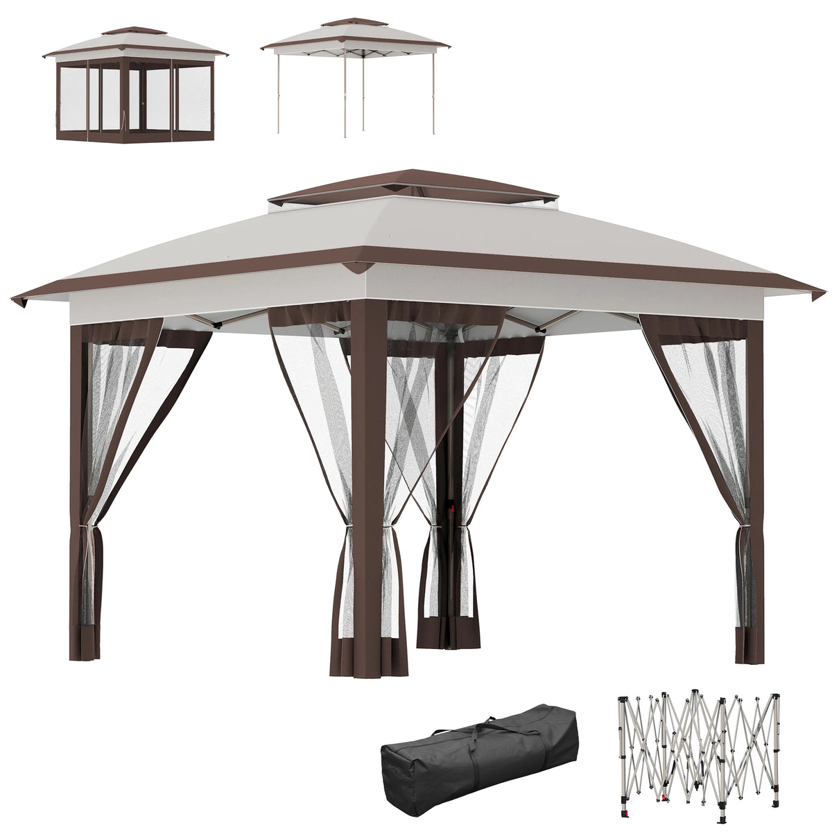 Outsunny Instant Pop Up Outdoor Gazebo With Side Mesh