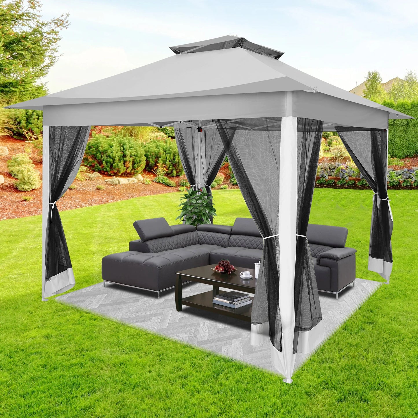 Tooluck Pop Up Gazebo With Mosquito Netting And Carry Bag