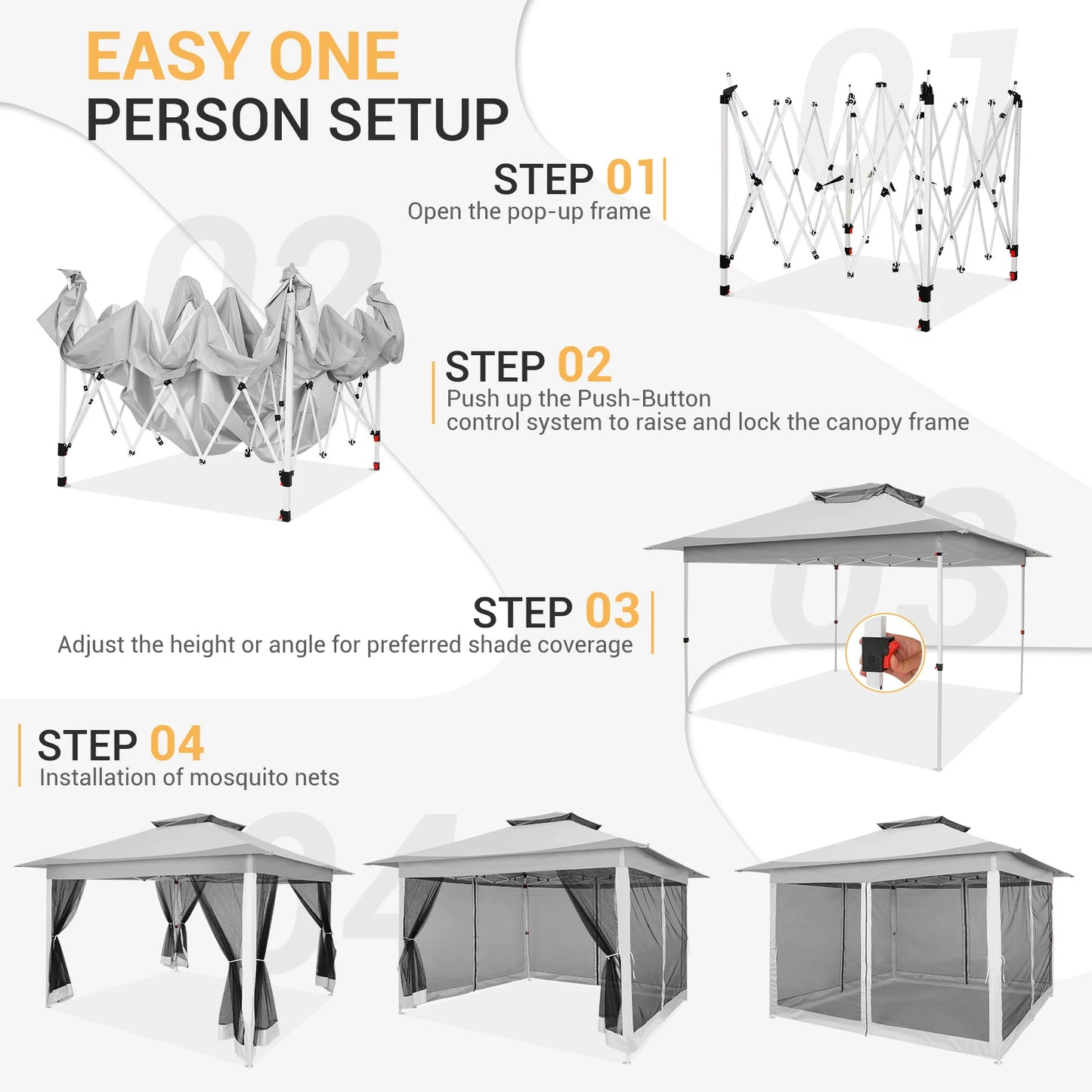 Tooluck Pop Up Gazebo With Mosquito Netting And Carry Bag