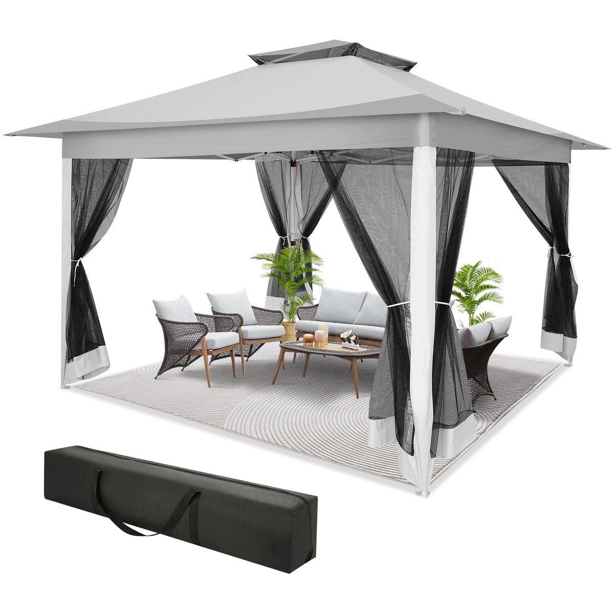 Tooluck Pop Up Gazebo With Mosquito Netting And Carry Bag