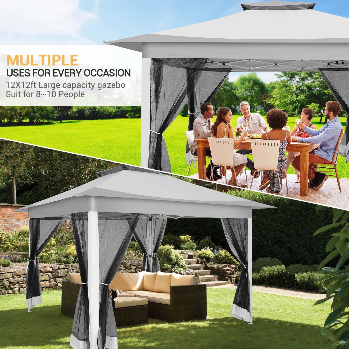Tooluck Pop Up Gazebo With Mosquito Netting And Carry Bag