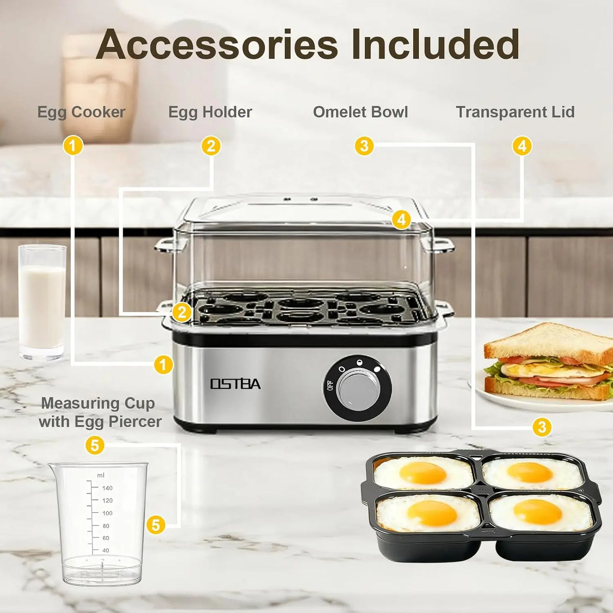 Ostba Electric Egg Cooker For Eight Perfect Hard Boiled Eggs