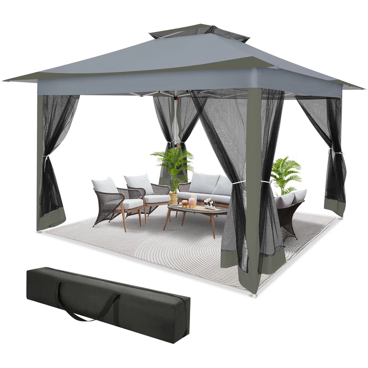 Tooluck Pop Up Gazebo With Mosquito Netting And Carry Bag