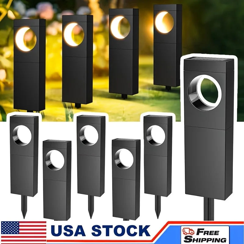 Solar Outdoor Pathway Lights Waterproof Moon Garden Yard Decor