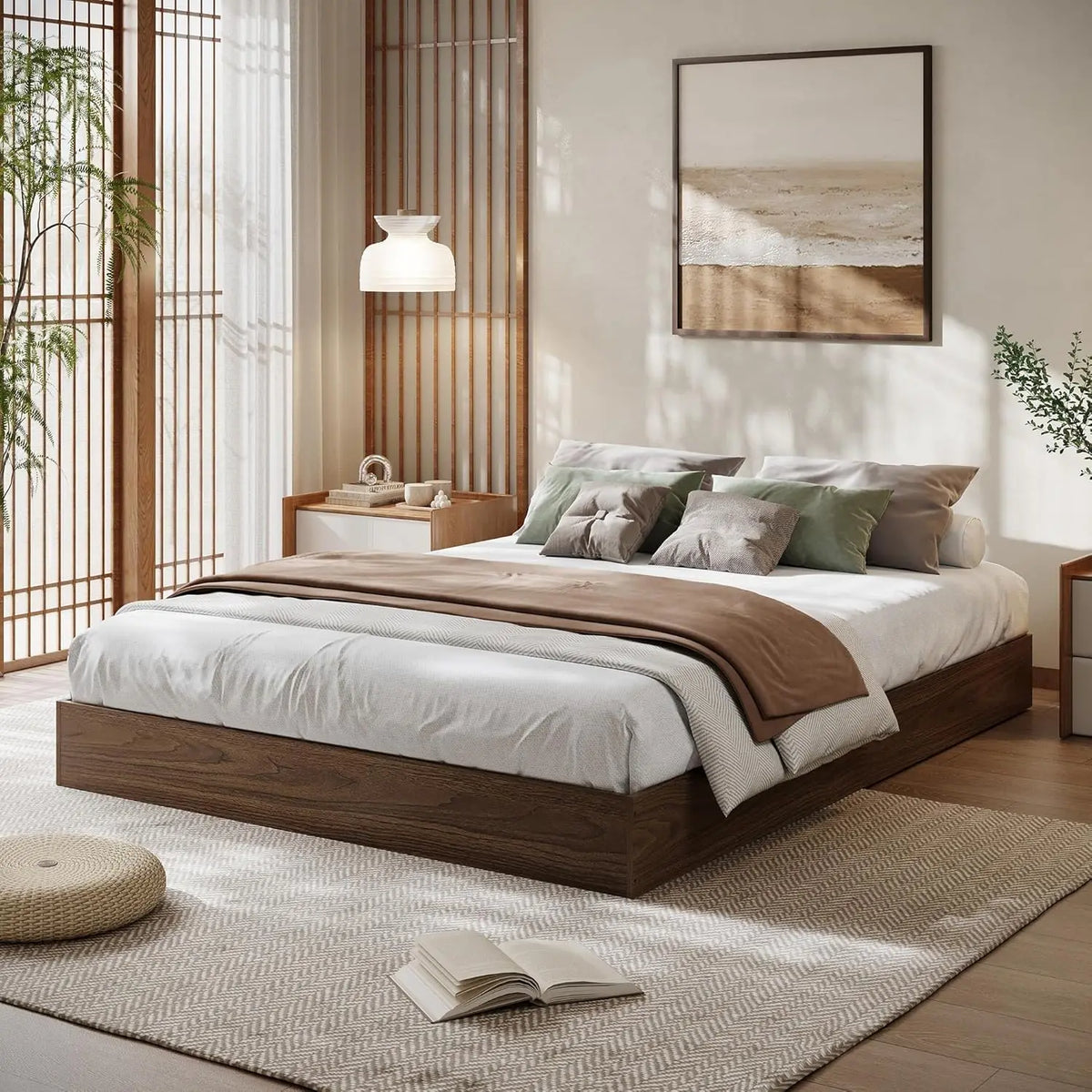 Modern Wooden Platform Bed Frame With Durable Support Slats