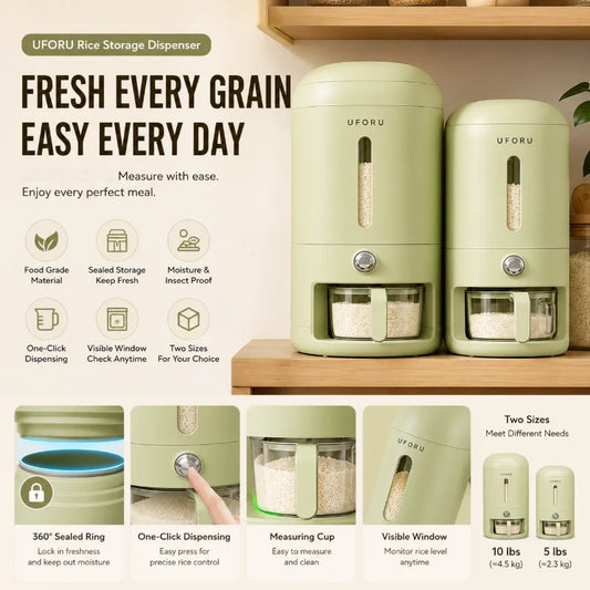 Onenoble Sealed Rice Bucket With Transparent Viewing Window