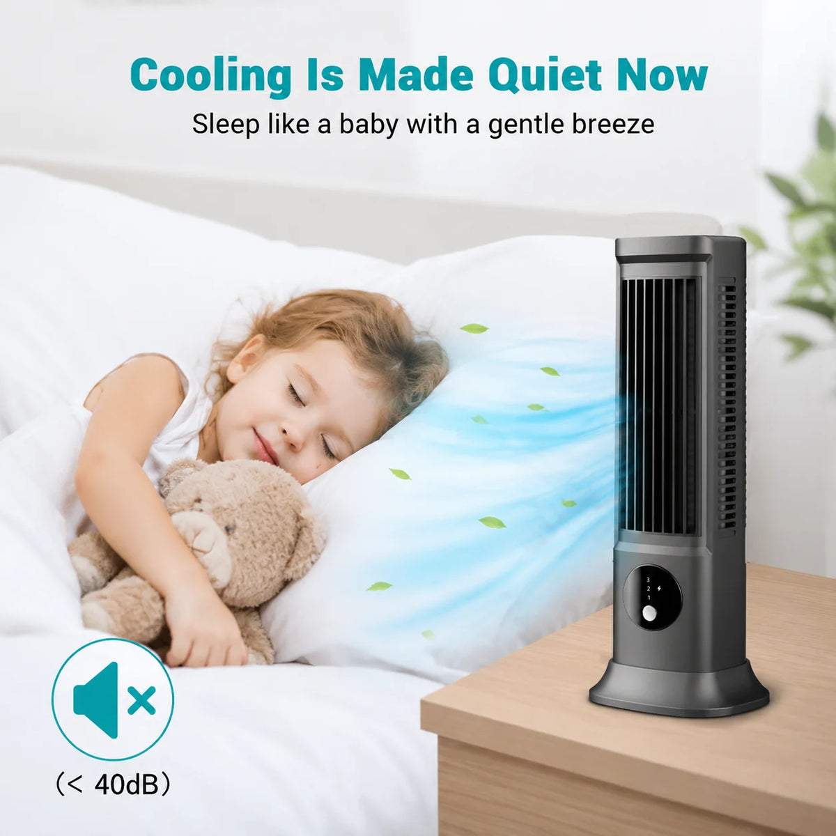 Portable Desktop Tower Fan With Rechargeable Battery For Quiet Cooling